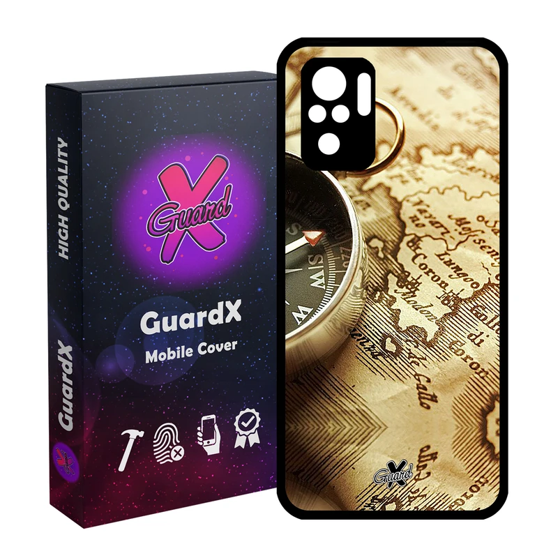 کاور گارد ایکس طرح نقشه مدل Glass10287 مناسب برای گوشی موبایل شیائومی Redmi Note 10 4G / Note 10S