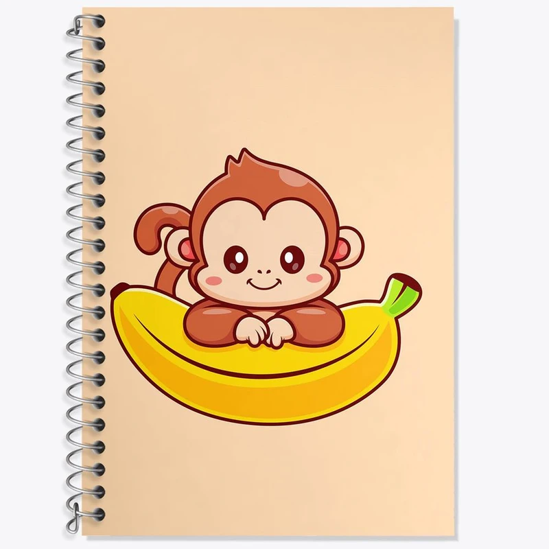 دفتر زبان 50 برگ خندالو مدل دو خط طرح حیوانات بامزه میمون کد 29717