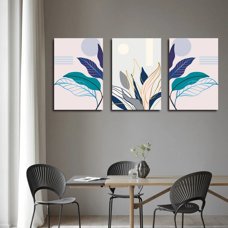 تابلو شاسی بکلیت طرح نقاشی برگ مدل SH-3169 مجموعه 3 عددی