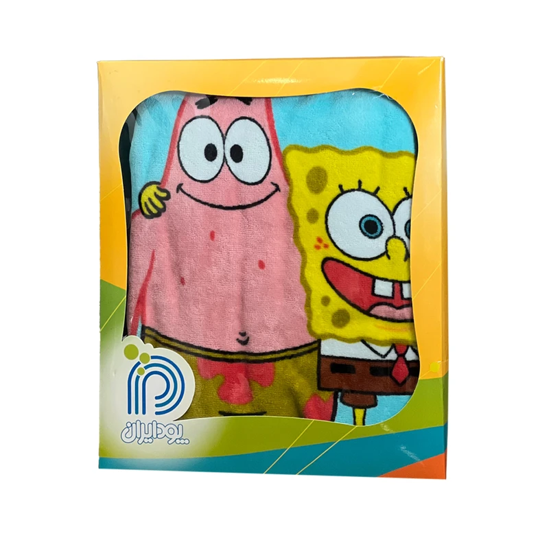حوله پالتویی کودک پودایران مدل باب اسفنجی سایز 90x103 سانتی‌متر