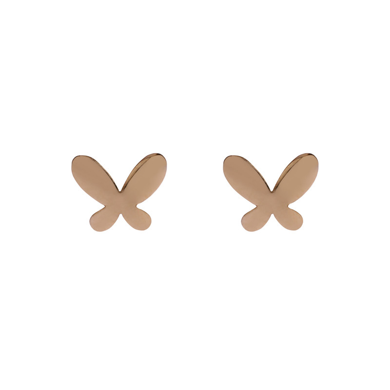 گوشواره میخی طلا 18 عیار زنانه درگونه مدل پروانه برجسته