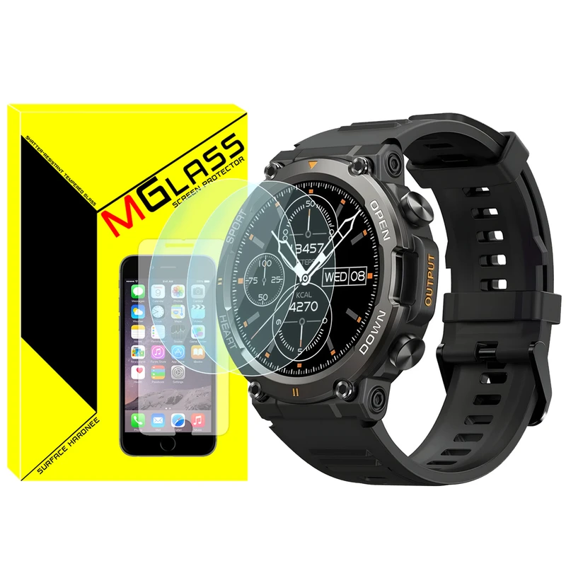 محافظ صفحه نمایش شیشه‌ای ام‌گلس مدل SH-MG مناسب برای ساعت هوشمند هپی تاچ K59 / K59 Pro بسته دو عددی