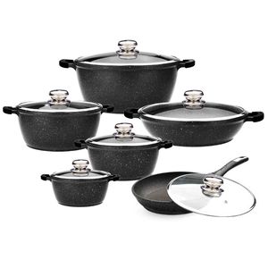 نقد و بررسی سرویس قابلمه و تابه گرانیت 12 پارچه زرساب مدل گریپ توسط خریداران