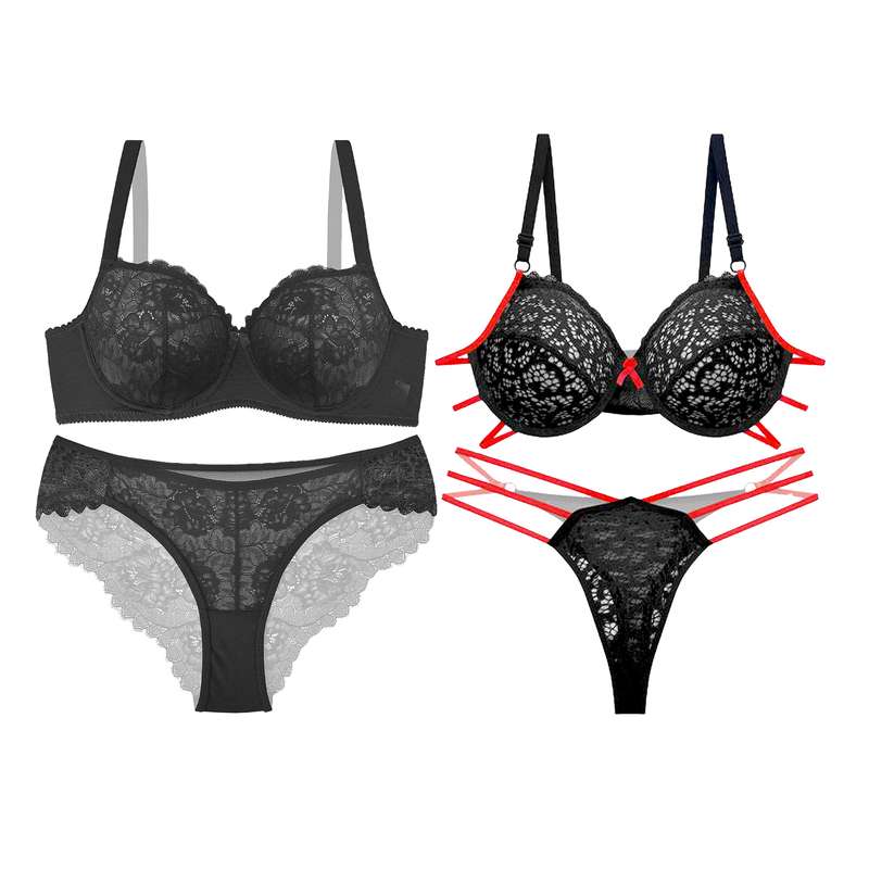 ست شورت و سوتین زنانه نوشه پوش مدل یلدا کد 7300-50004 مجموعه 2 عددی