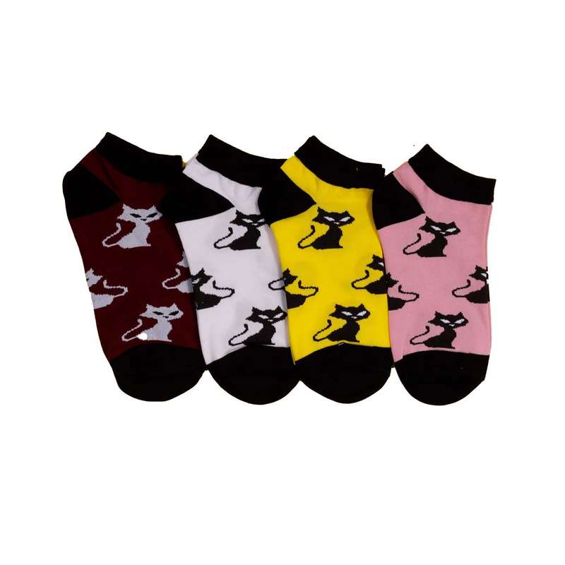 جوراب ساق کوتاه دخترانه مدل کیتی بسته 4 عددی