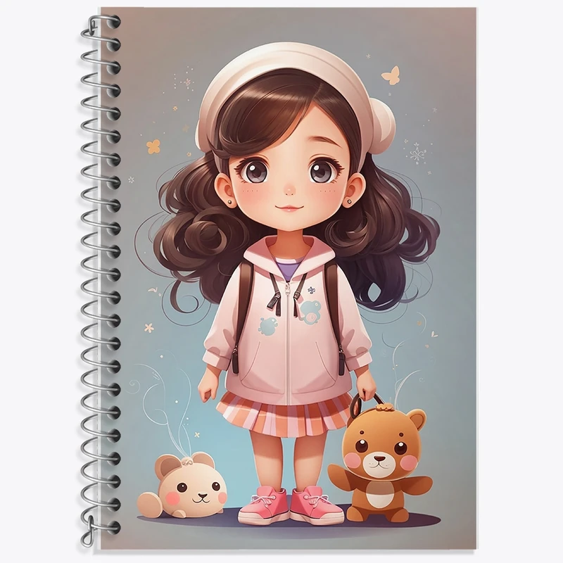 دفتر زبان 50 برگ خندالو مدل دو خط طرح دخترانه کد F2099