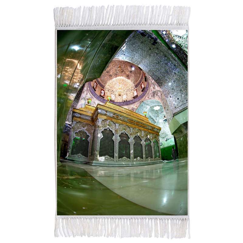 فرش ماشینی دیوارکوب اطلس آبی طرح ضریح حرم امام حسین مدل T2435 