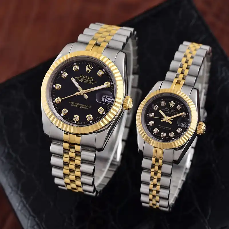 ست ساعت مچی عقربه ای زنانه و مردانه رولکس مدل دیت جاست کد 2