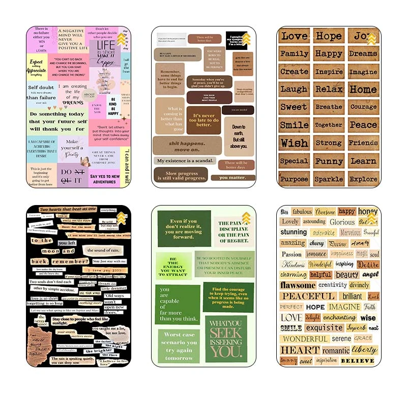 استيکر کارت کارنيکا طرح متون انگلیسی کد 88169 مجموعه 6 عددی