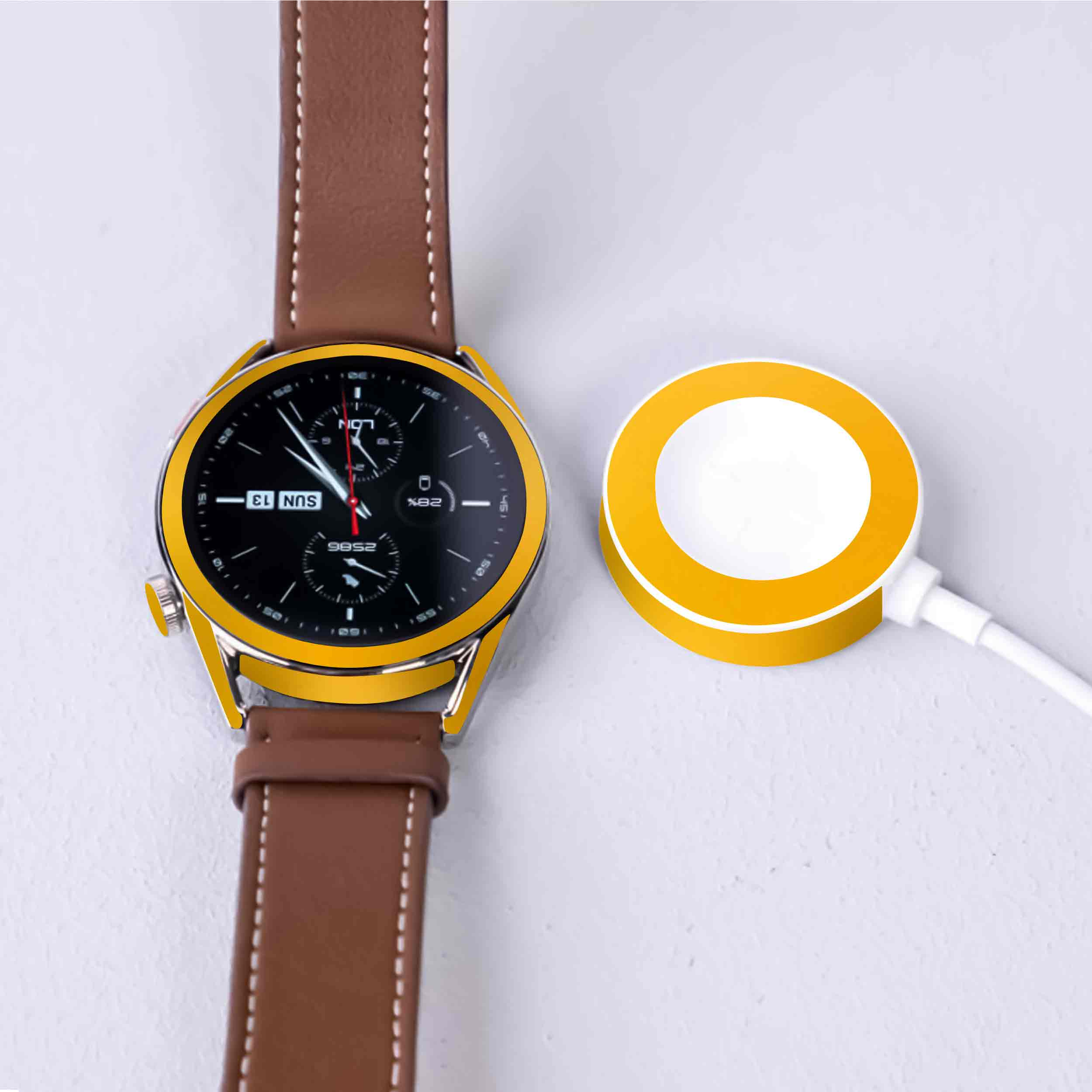 برچسب ماهوت طرح Matte-Deep-Mustard مناسب برای ساعت هوشمند هوآوی Watch GT 3 46mm