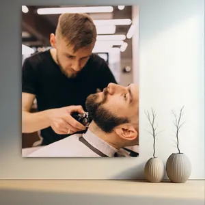  تابلو بوم طرح مخمل آرایشگاه مردانه مدل پیرایشگر(2) کد GR1193