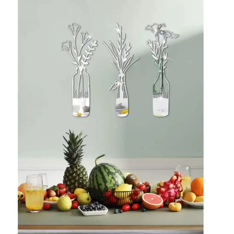 آینه آماتیس مدل گل و گلدان کد 2 مجموعه 3 عددی