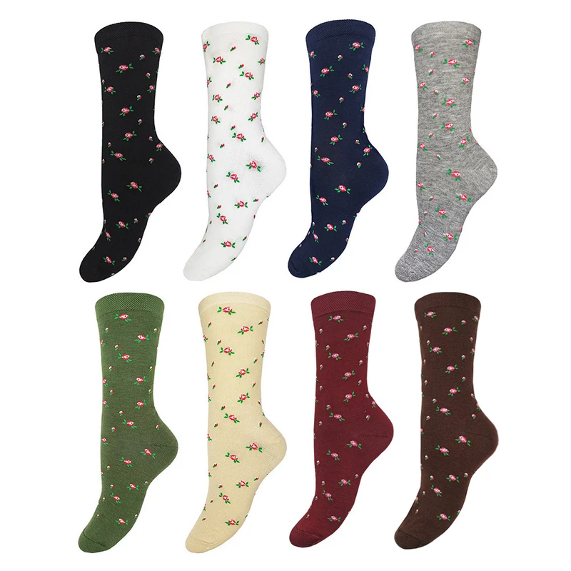 جوراب ساق بلند زنانه مدل شکوفه کد 2220  بسته 8 عددی