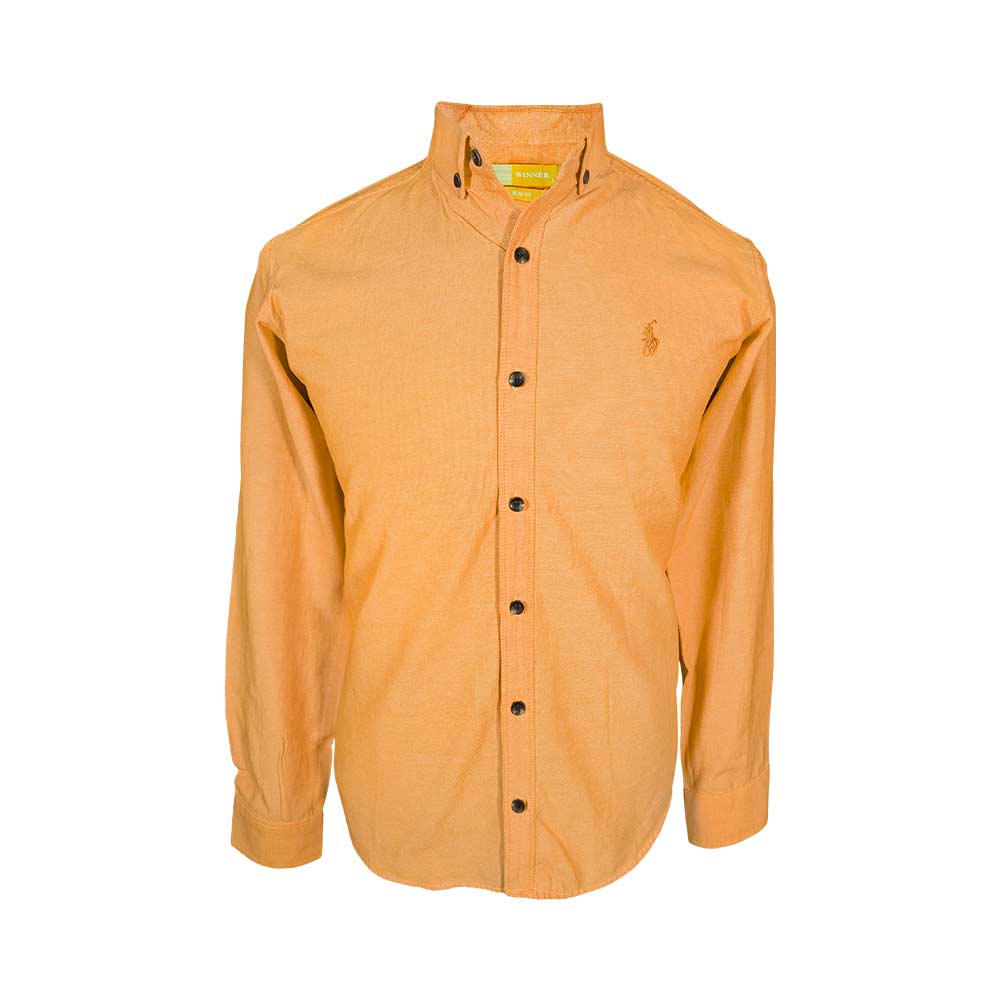پیراهن آستین بلند مردانه مدل جودون ساده کد 88-124148 رنگ نارنجی