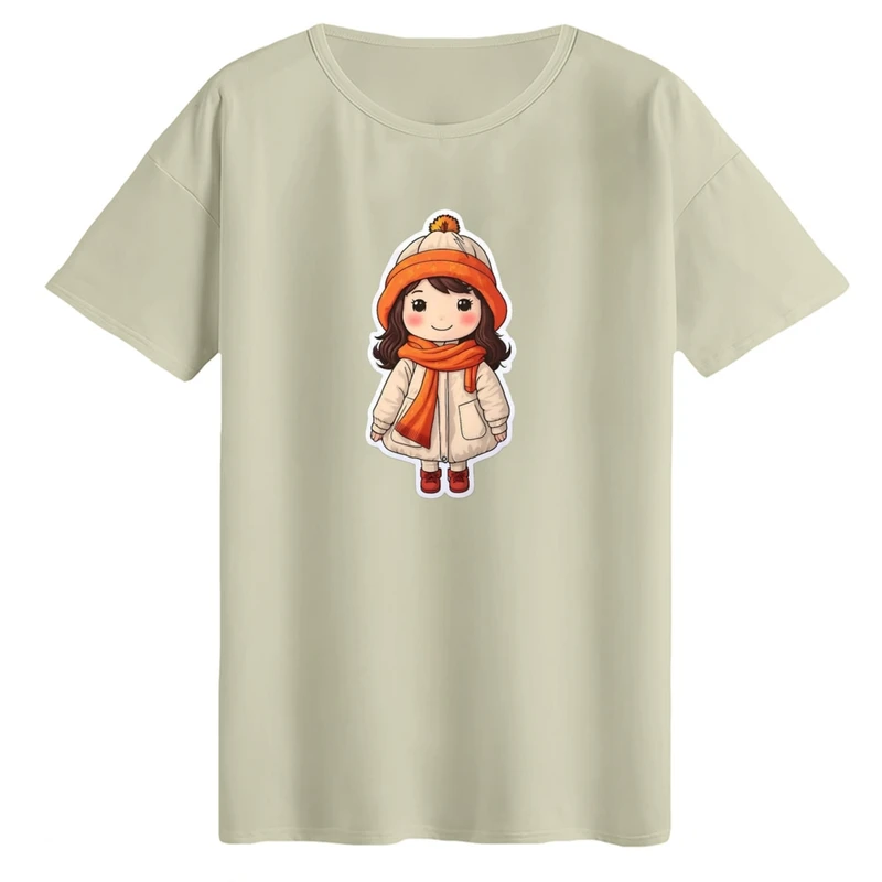 تی‌شرت لانگ آستین کوتاه زنانه مدل دختر پاییزی