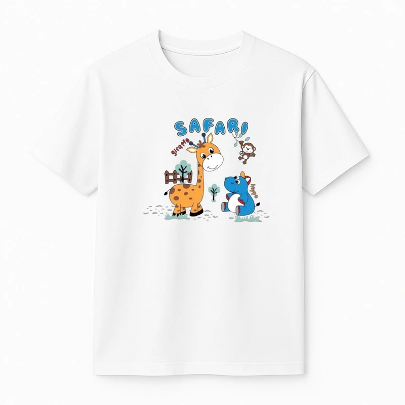 تی‌شرت آستین کوتاه پسرانه مدل زرافه و دوستان کد v16 