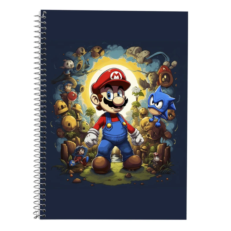 دفتر زبان 50 برگ مدوپد مدل دوخط طرح سوپرماریو super mario کد DF2883