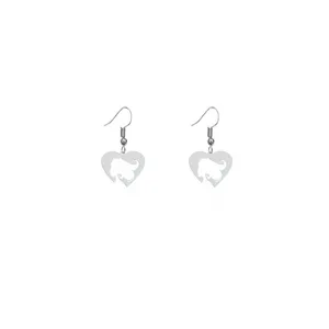 گوشواره نقره زنانه هایکا طرح قلب و رخ دختر مدل n.ha621