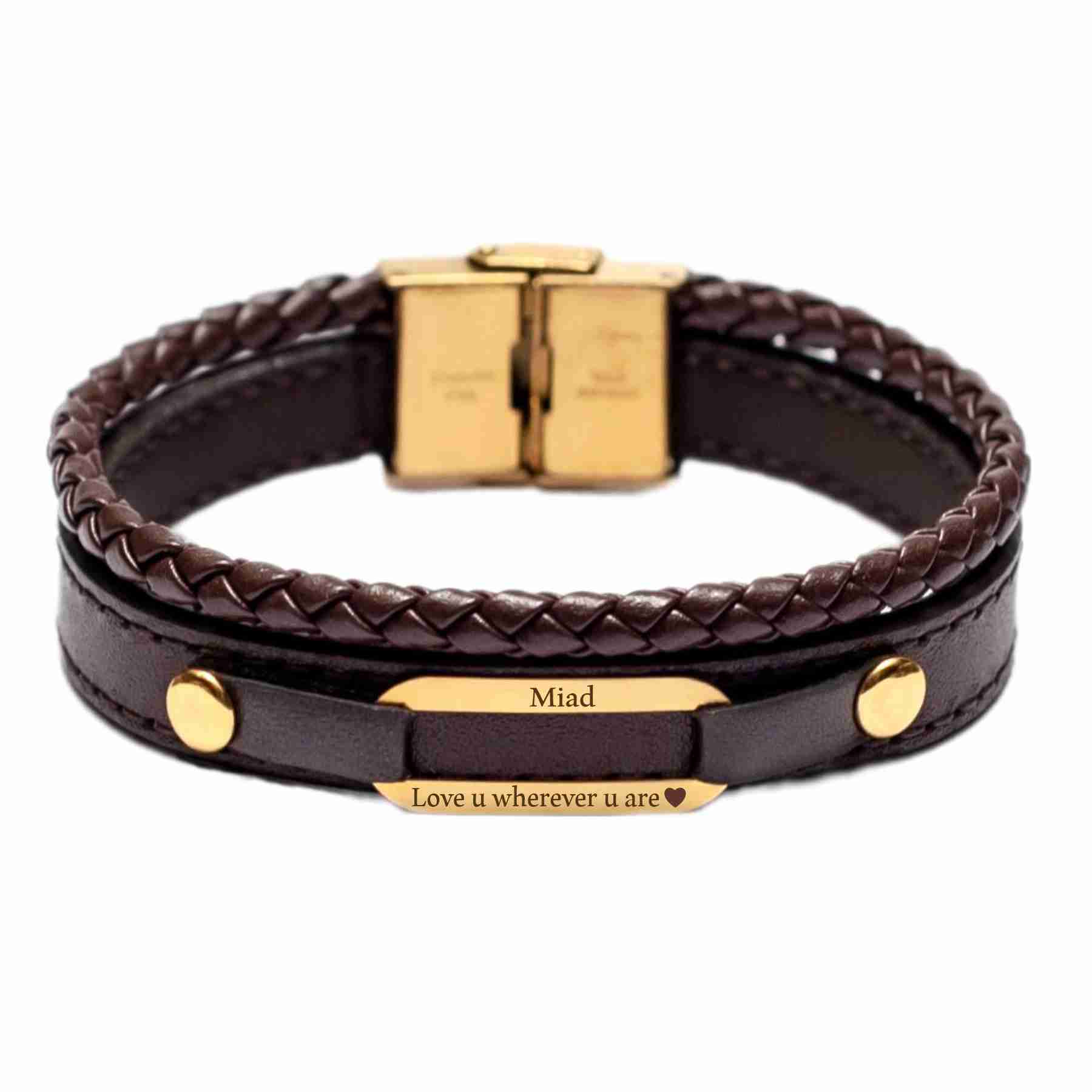 دستبند طلا 18 عیار مردانه لیردا مدل اسم میعاد 6400