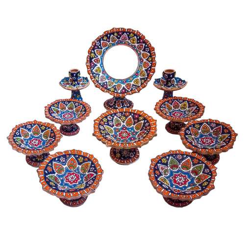 مجموعه ظروف هفت سین 10 پارچه مدل میناکاری کد 0001 