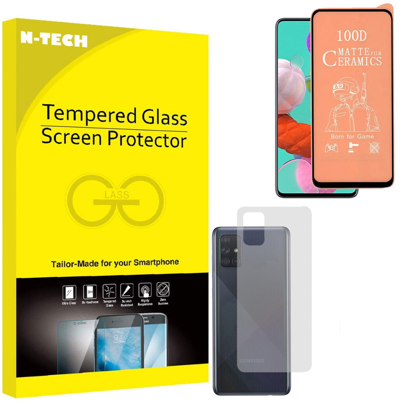 محافظ صفحه نمایش سرامیکی مات انتک مدل CRBKM-01 مناسب برای گوشی موبایل سامسونگ Galaxy A71 به همراه محافظ پشت گوشی 