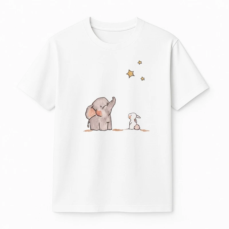 تی‌شرت آستین کوتاه دخترانه مدل فیل و خرگوش کد v9 