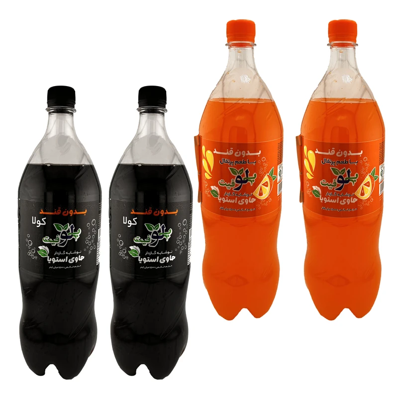 نوشابه گازدار پرتقالی و مشکی بی‌ لوفیت - 1500 میلی لیتر بسته 2 عددی