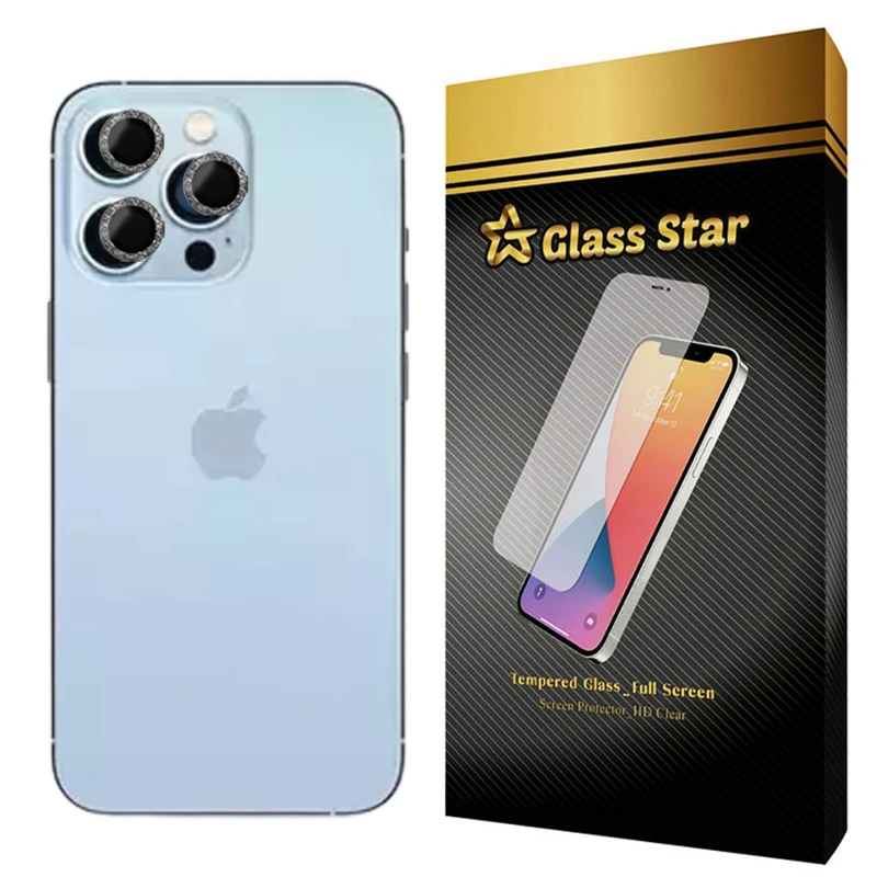 محافظ لنز اکلیلی دوربین گلس استار مدل SWAROVSKI مناسب برای گوشی موبایل اپل iPhone 13 Pro Max