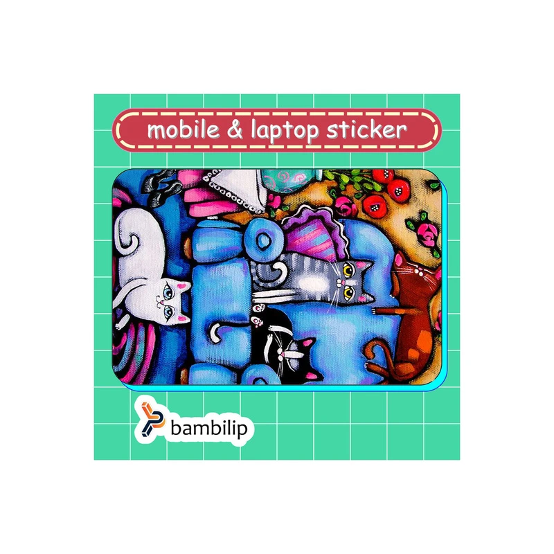 استیکر بامبیلیپ مدل کارت عابر طرح اتاق نشیمن گربه ها کد 2327489