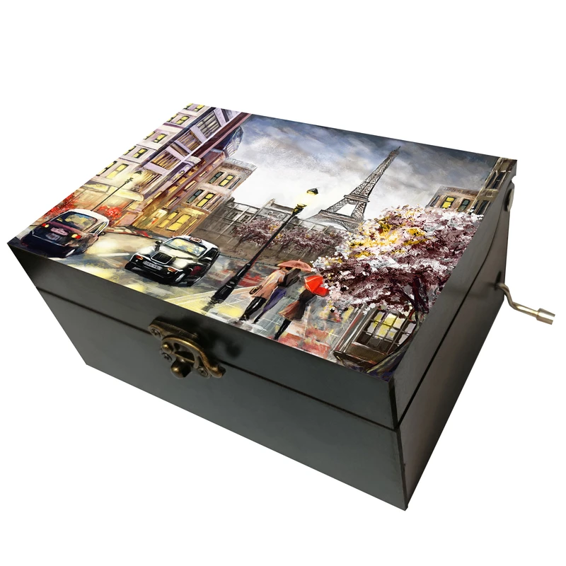 جعبه موزیکال مدل هندلی طرح نقاشی خیابان پاریس و برج ایفل کد T1004