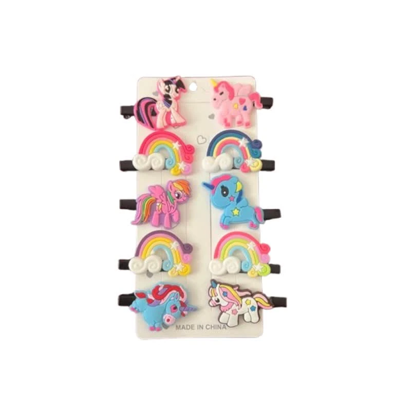 گیره مو دخترانه طرح اسب مدل A.SH مجموعه 10 عددی