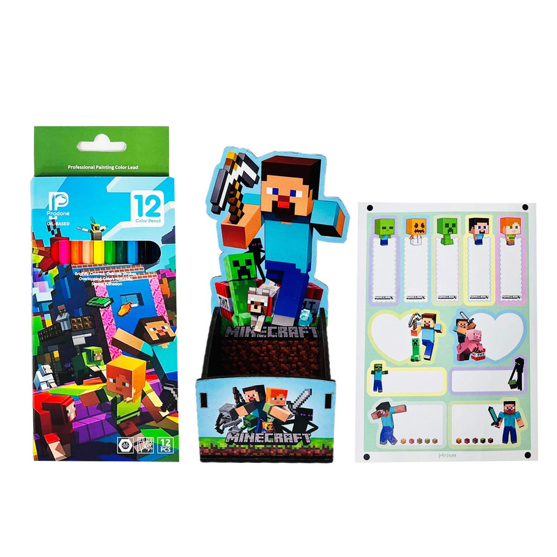 بسته لوازم تحریر مدل ماینکرافت کد 01 مجموعه 3 عددی