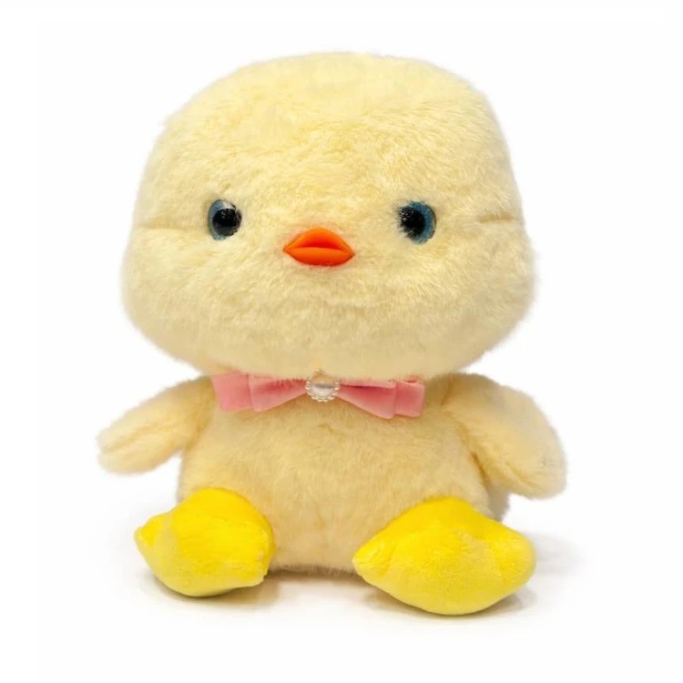 عروسک پولیشی طرح جوجه مدل پاپیون دار کد 0215 ارتفاع 20 سانتی‌متر