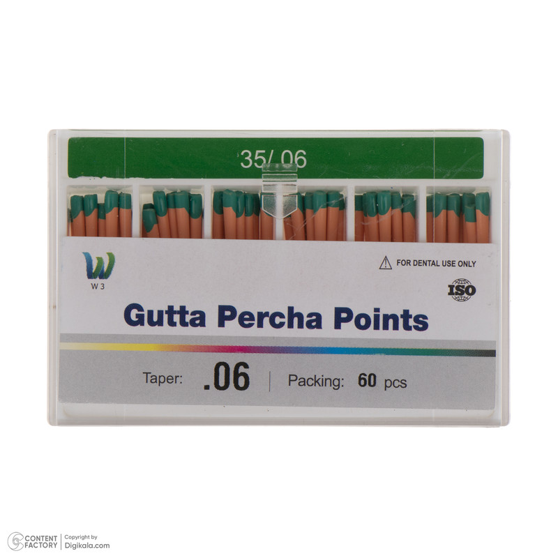 گوتا دندانپزشکی دبلیو تری مدل 35 بسته 60 عددی گوتا دندانپزشکی دبلیو تری مدل 35 بسته 60 عددی