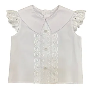 شومیز آستین کوتاه یقه ب ب دخترانه ژاکید مدل ماهلین