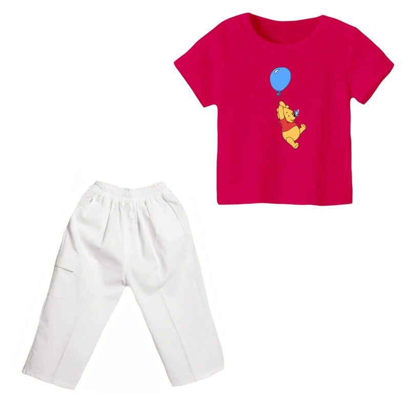 ست تی شرت و شلوارک دخترانه مدل پو کد 2