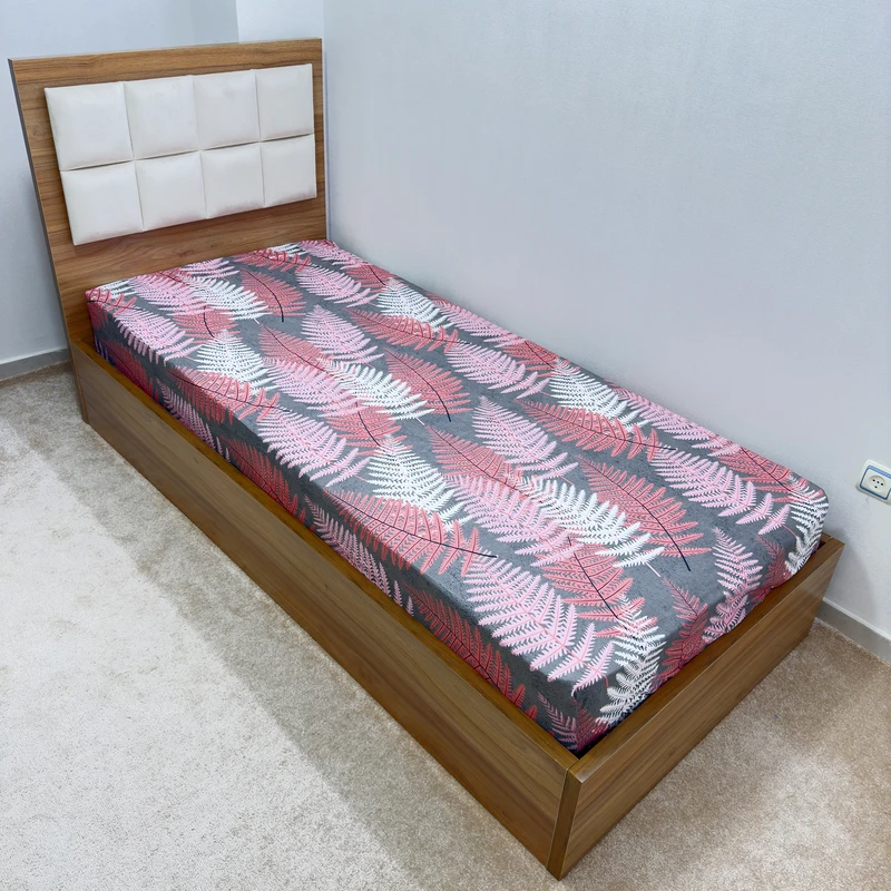 ملحفه ناتوسا مدل کشدار سرخس یک نفره سایز 90x200 سانتی متر