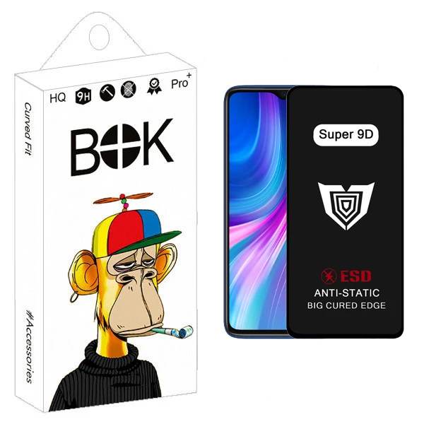 محافظ صفحه نمایش بوک مدل Super 9D Pro مناسب برای گوشی موبایل شیائومی redmi Note 8 Pro