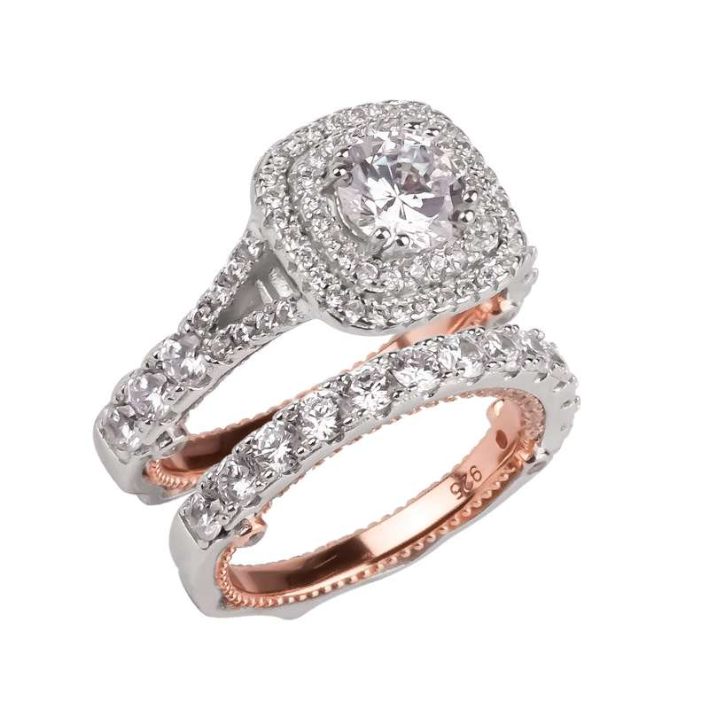 انگشتر نقره زنانه مدل 21945 بسته 2 عددی