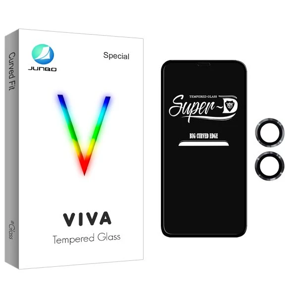 محافظ صفحه نمایش جانبو مدل Viva SuperD مناسب برای گوشی موبایل اپل iPhone 12  به همراه محافظ لنز گوشی