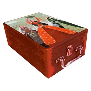  جعبه هدیه مدل چمدان چوبی طرح بهاری کد WS737