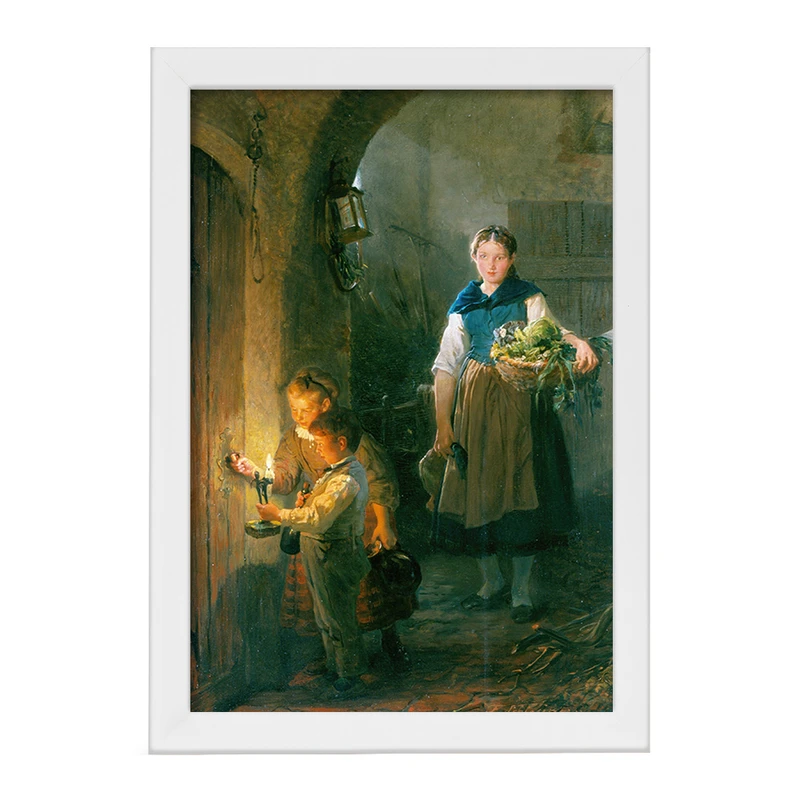 تابلو خندالو مدل نقاشی خدمتکار آشپزخانه با کودکان اثر فلیکس شلزینگر کد F12310