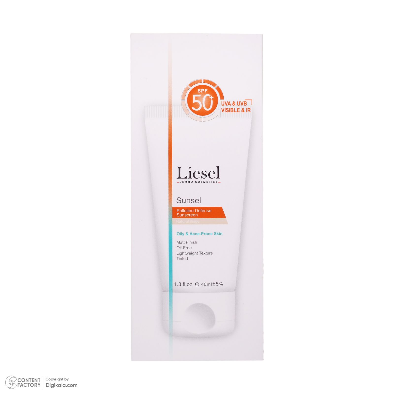 کرم ضد آفتاب رنگی لایسل SPF 50 مدل 02 ‌مناسب پوست‌های چرب و آکنه ای حجم 40 میلی‌لیتر -  - 4