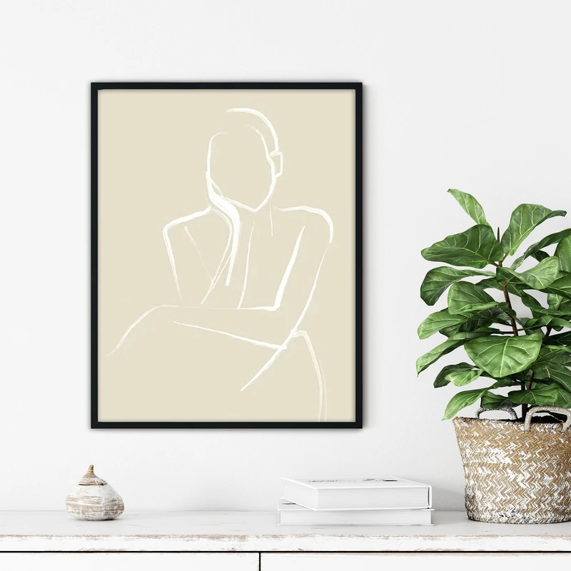 تابلو آتریسا طرح لاین آرت مدرن مدل ATFL95 فریم مشکی