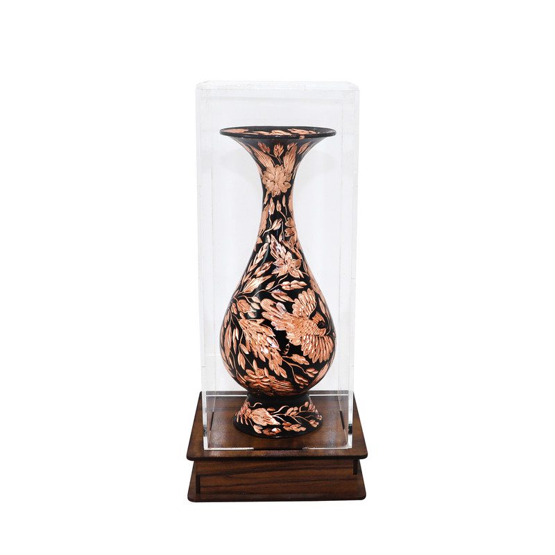 گلدان مسی صنایع دستی فاخر مدل الماس تراش طرح پلکسیپک کد 20pack25glass