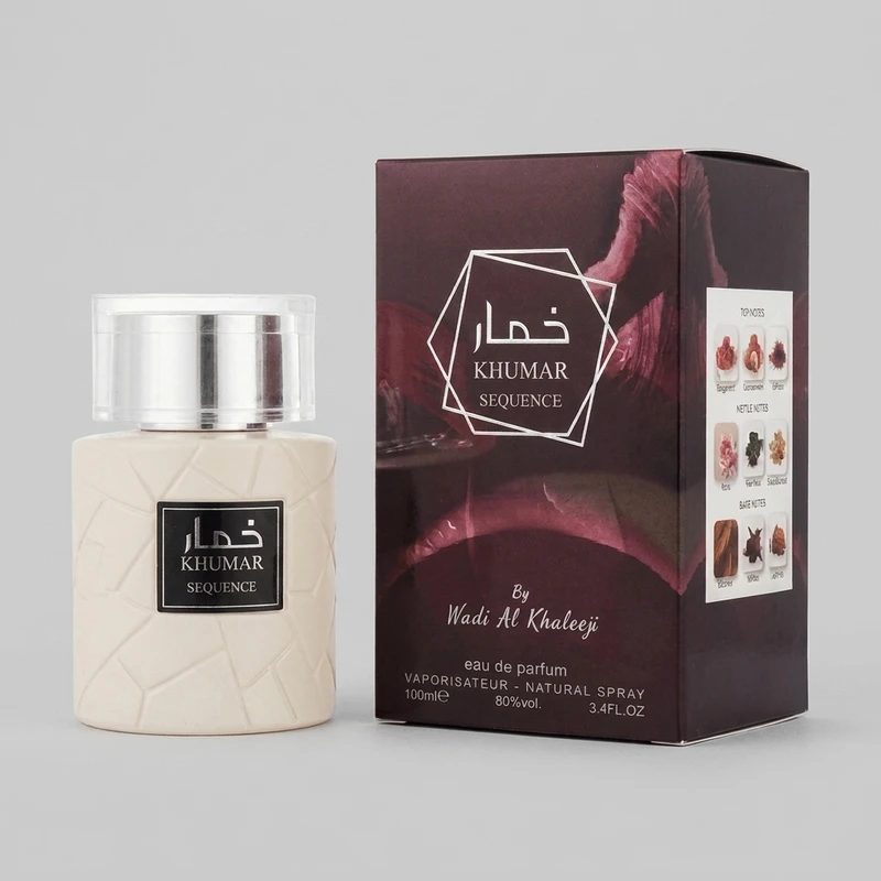 ادوپرفیوم وادی الخلیج مدل خمار سیکوئنس حجم 100 میلی‌لیتر با رایحه شیرین و نت‌های چرمی