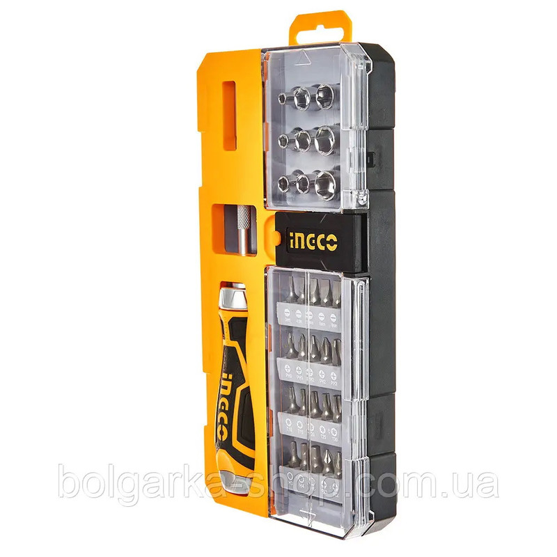 پیچ گوشتی و بکس جغجغه اینکو مدل HKSDB-0338 مجموعه 33 عددی پیچ گوشتی و بکس جغجغه اینکو مدل HKSDB-0338 مجموعه 33 عددی