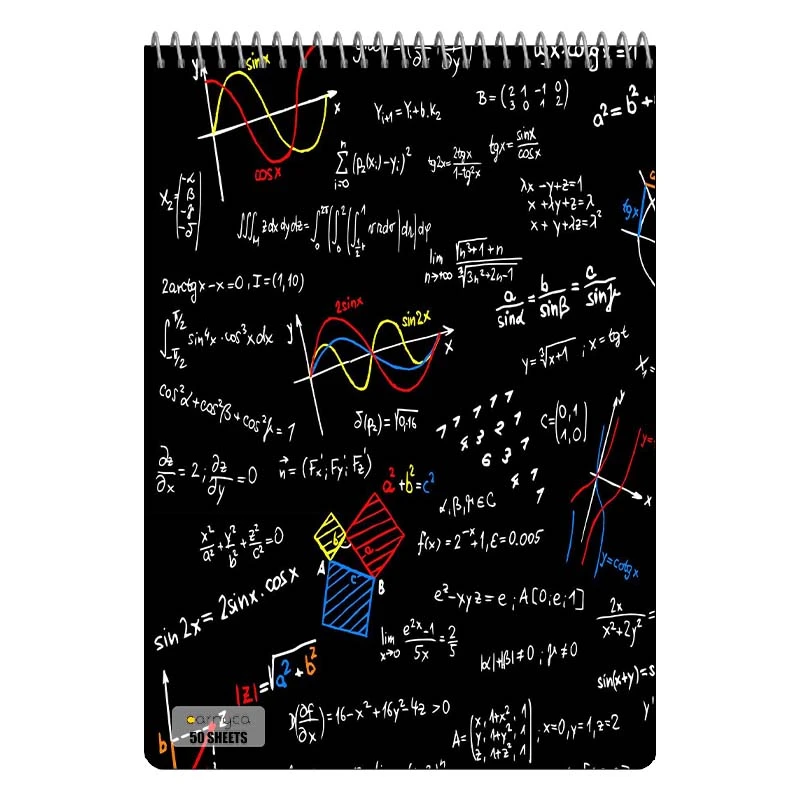 دفتر نقاشی 50 برگ سیمی کارنیکا طرح ریاضیات Mathematics کد 34533