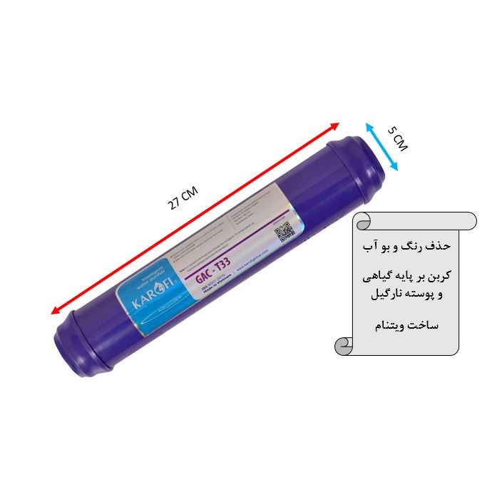 فیلتر دستگاه تصفیه آب کاروفی مدل GAC-T33 کد SILVER1