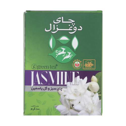 چای سبز و گل یاسمین دو غزال - 100 گرم 